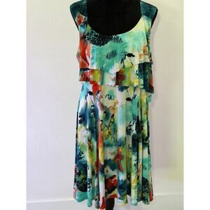 Pretty Woman Floral Multicolor Sleeveless Travel Summer Beach Midi Sundress S-XL